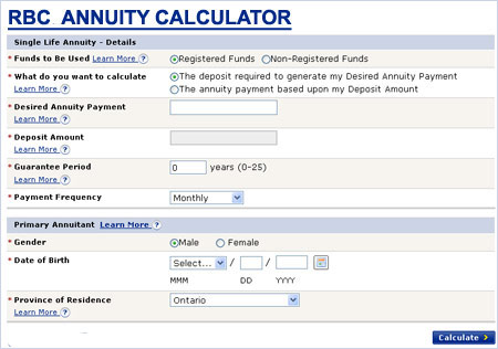 rbc insurance annuity calculator