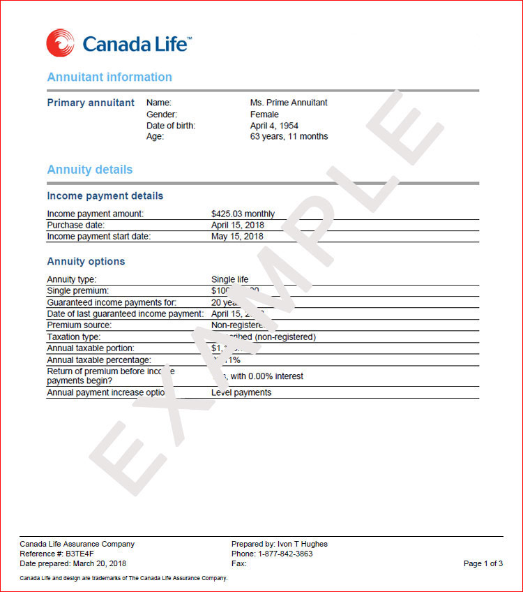 canada life annuity illustration