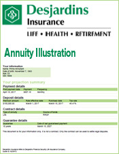 Desjardins Insurance Annuity Illustration