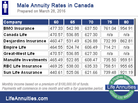 male annuity rates
