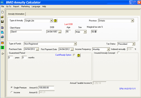 bmo annuity calculator