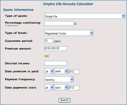 empire life annuity calculator