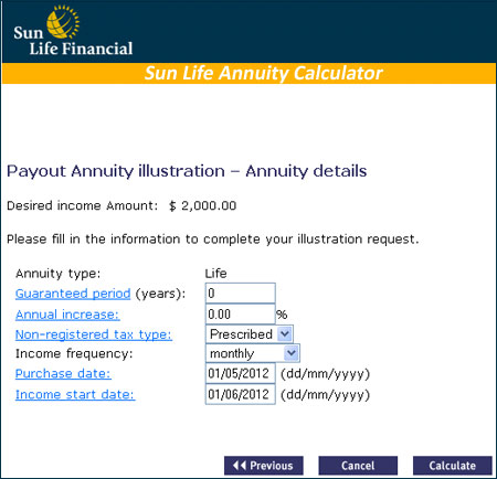 sun life annuity calculator