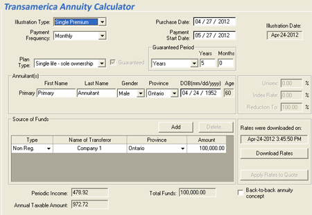 annuity calculator transamerica