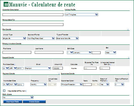 Manuvie Calculateur de rente Manuvie Calculateur de rente