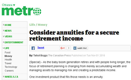 consider annuities for a retirement income